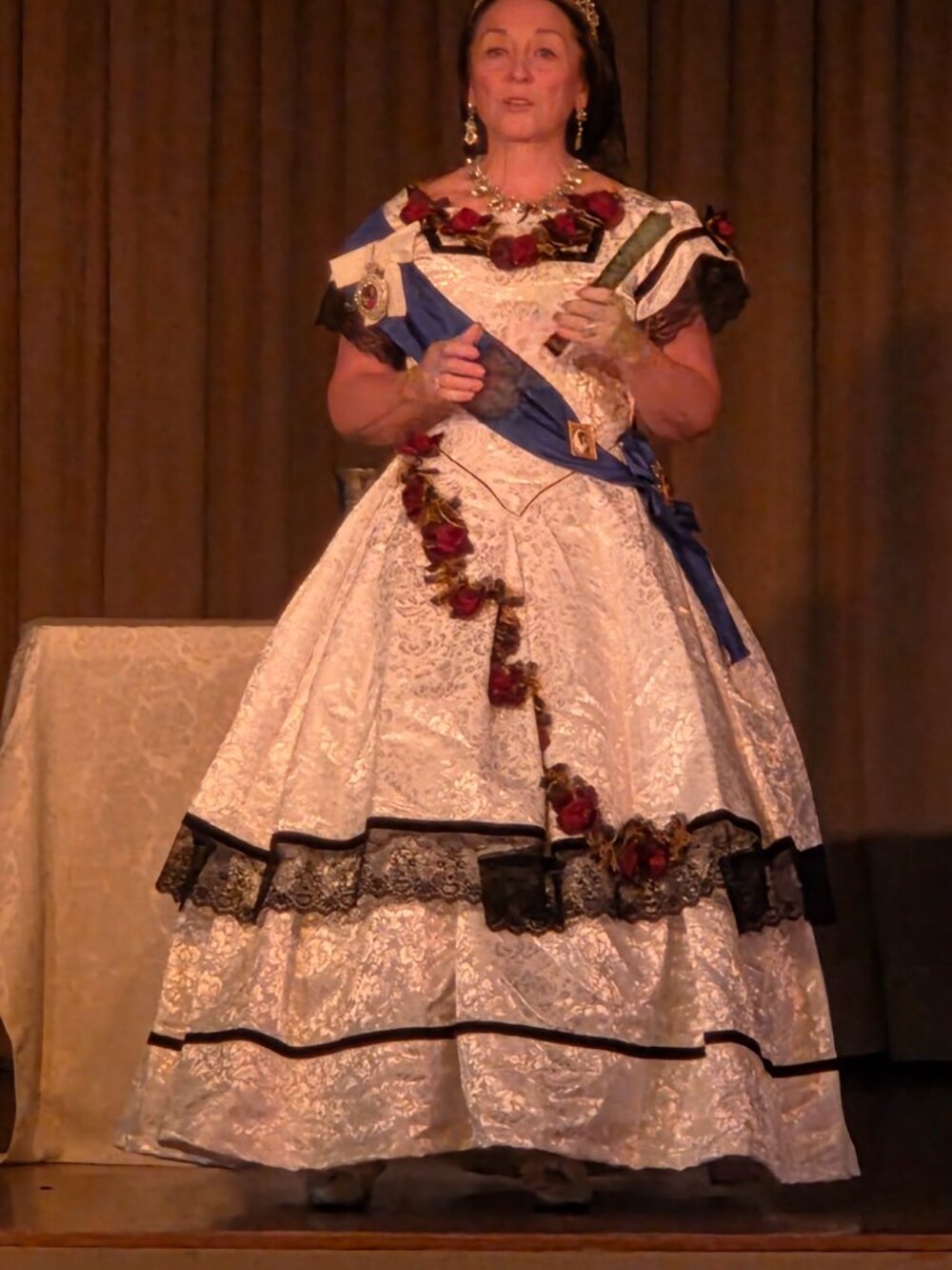White Brocade Civil War Ball Gown Sz 6-12 - Picture 2 of 9